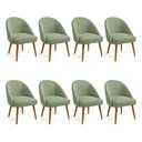 Ver imagem 1 de Kit 08 Cadeiras Poltrona de Jantar Estofada Luna Boucle Verde Pistache Pés Palito Castanho - Pallazi