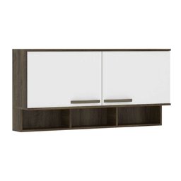 Armário Aéreo para Cozinha 120 Cm 2 Portas com Nicho Inferior Branco Uv Sara Luciane - 1