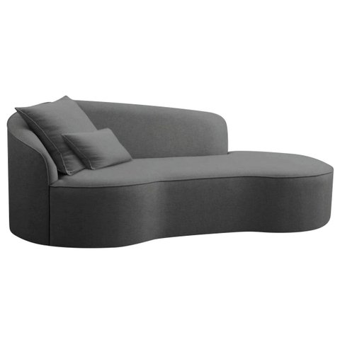 Divã Recamier Curvo Sala de Estar Inglaterra Lado Direito 200cm Linho Cinza Escuro - Incasa Decor