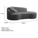 Ver imagem 6 de Divã Recamier Curvo Sala de Estar Inglaterra Lado Direito 200cm Linho Cinza Escuro - Incasa Decor