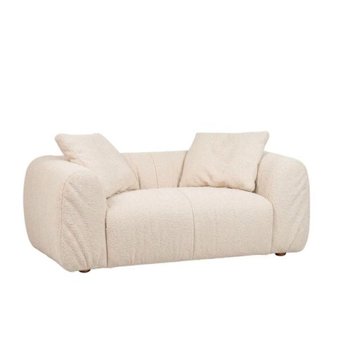 Sofá Clier 2 Lugares 210cm Off White Bouclé Enrugado Sallar Home