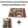 Kit Jogo de Xicaras e Bule em Porcelana e Torneira Monocomando Latão - 1