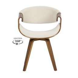 Cadeira Nicole Linho Creme ou Pu Preta Base Giratória - Rivatti - 2