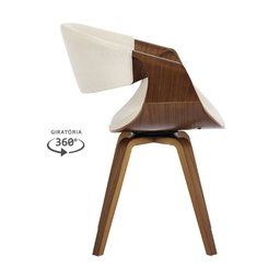 Cadeira Nicole Linho Creme ou Pu Preta Base Giratória - Rivatti - 3