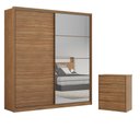 Ver imagem 1 de Conjunto Quarto Guarda Roupa com Espelho e Comoda Napolis Amendola