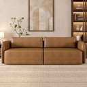 Ver imagem 1 de Sofá 3 Lugares Sala Living Orgânico 220cm Oregon K01 Couríssimo Whisky - Lyam Decor