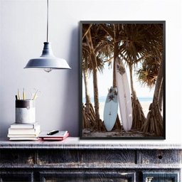 Quadro Coleção Praia Surf - Prancha 24x18cm - com Vidro:madeira Branca - 2