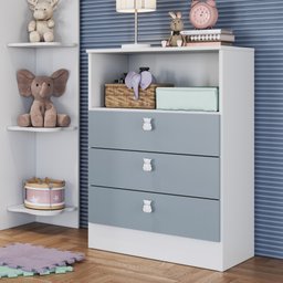 Cômoda Infantil 3 Gavetas e Nicho 1330 Espresso Móveis - 1