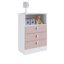 Ver imagem 2 de Cômoda Infantil 3 Gavetas e Nicho 1330 Espresso Móveis Rosa/Branco