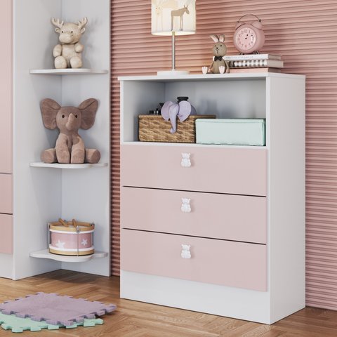 Cômoda Infantil 3 Gavetas e Nicho 1330 Espresso Móveis