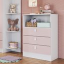 Ver imagem 1 de Cômoda Infantil 3 Gavetas e Nicho 1330 Espresso Móveis Rosa/Branco