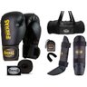 Kit Muay Thai Luva Bandagem Caneleira Bucal Bolsa Yellow12oz - 1