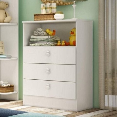 Cômoda Infantil 3 Gavetas e Nicho 1330 Espresso Móveis