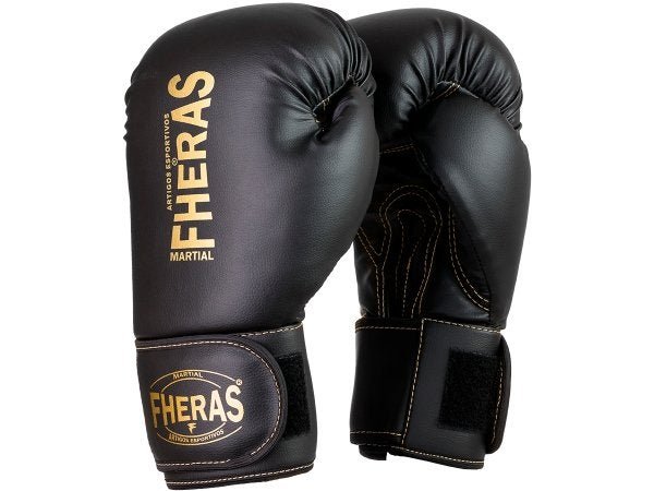 Luva de Boxe Muay Thai MMA Pro Black Golden Fheras 14Oz - 2