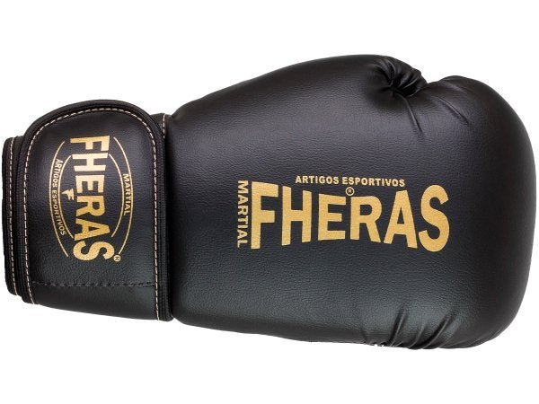Luva de Boxe Muay Thai MMA Pro Black Golden Fheras 14Oz - 4