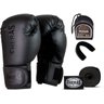 Kit Luva de Boxe Muay Thai MMA Pro Black Bandagem Bucal 12oz - 1
