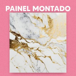 Papel de Parede Painel 3D Mármore Branco e Dourado 2M Auto Colante Lavável Revestimento Brilhoso - 3