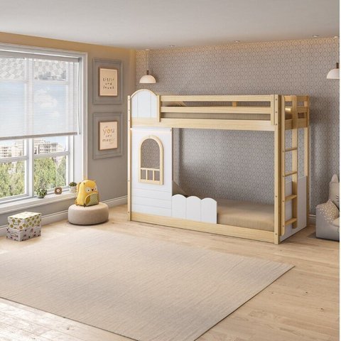 Beliche Infantil Montessoriana com LED e Janela New Garden Casatema MadeiraOriginals Marrom/Branco