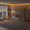 Ver imagem 2 de Beliche Infantil Montessoriana com LED e Janela New Garden Casatema MadeiraOriginals Marrom/Branco