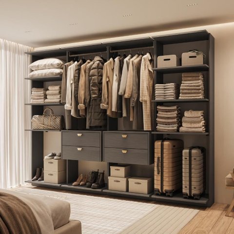 Closet Modulado 4 Gavetas Alasca Preto Touch Carraro