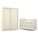 Ver imagem 1 de Jogo de Quarto Infantil Tutto New Guarda Roupa 2 Portas e Berço Off White com Capitonê - Matic Mó