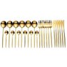 Jogo de Talheres Dourado 24 Peças Luxo Colher Garfo Faca Jantar Cozinha Mesa Gourmet - 1