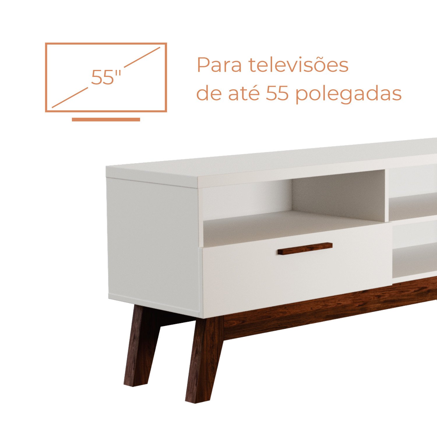 Rack para Tv 55 Polegadas Lín 1 Porta - Branco Fosco - 5