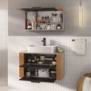 Ver imagem 3 de Conjunto Gabinete Banheiro Taos 80cm (armário + Cuba + Espelheira + Tampo Vidro)