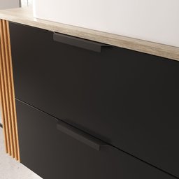 Conjunto Gabinete Banheiro Taos 80cm (armário + Cuba + Espelheira + Tampo Vidro) - 2