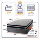 Ver imagem 3 de Conjunto Box Baú Super King Durham Cinza 193x203x67 c/ Molas Ensacadas