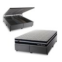 Ver imagem 1 de Conjunto Box Baú Super King Durham Cinza 193x203x67 c/ Molas Ensacadas