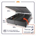 Ver imagem 4 de Conjunto Box Baú Super King Durham Cinza 193x203x67 c/ Molas Ensacadas