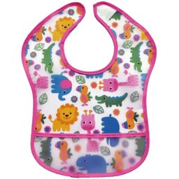 Babador com Bolso Tecido Impermeavel Bebe Rosa - 1