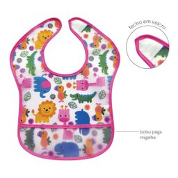 Babador com Bolso Tecido Impermeavel Bebe Rosa - 3