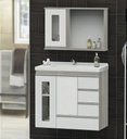 Ver imagem 1 de Kit Gabinete Banheiro Mdf 80cm com Cuba e Espelheira Premium:madeirado/branco