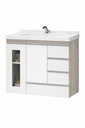 Ver imagem 3 de Kit Gabinete Banheiro Mdf 80cm com Cuba e Espelheira Premium:madeirado/branco