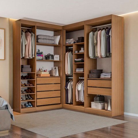 Closet Casal Modulado Andorra 6 Gavetas 11 Prateleiras Freijó/Branco - Pnr Móveis