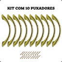 Ver imagem 1 de Puxador Armário Gaveta Guarda Roupa Móveis 96 Mm - 10 Unid - Dourado