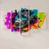 Quadro decorativo mosaico luxo 5 peças - cabeça de macaco isolada na cor de fundo - 4