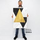 Ver imagem 2 de Quadro Decorativo Caixa Alta com Vidro Geométrico Mármore Triângulos TaColado Moldura Preta 90 x 60c