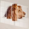 Quadro decorativo mosaico luxo 5 peças - Leão Aquarela - 4