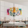 Quadro decorativo mosaico luxo 5 peças - Pintura a óleo moderna realista do rosto do tigre - 1
