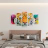 Quadro decorativo mosaico luxo 5 peças - Pintura a óleo moderna realista do rosto do tigre - 2