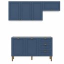 Ver imagem 2 de Cozinha Completa Modulada 3 Peças 6 Portas 3 Gavetas 190cm Provençal Branco/Azul - Mademovel