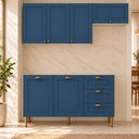 Ver imagem 4 de Cozinha Completa Modulada 3 Peças 6 Portas 3 Gavetas 190cm Provençal Branco/Azul - Mademovel
