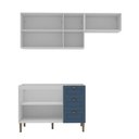 Ver imagem 6 de Cozinha Completa Modulada 3 Peças 6 Portas 3 Gavetas 190cm Provençal Branco/Azul - Mademovel