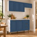 Ver imagem 1 de Cozinha Completa Modulada 3 Peças 6 Portas 3 Gavetas 190cm Provençal Branco/Azul - Mademovel