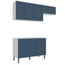 Ver imagem 3 de Cozinha Completa Modulada 3 Peças 6 Portas 3 Gavetas 190cm Provençal Branco/Azul - Mademovel