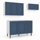 Ver imagem 7 de Cozinha Completa Modulada 3 Peças 6 Portas 3 Gavetas 190cm Provençal Branco/Azul - Mademovel
