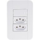 Ver imagem 1 de Conjunto 4x2 com 1 Interruptor Simples 10 a 250v e 2 Tomadas 2p+t 10 a 250v Tramontina Tablet Bran